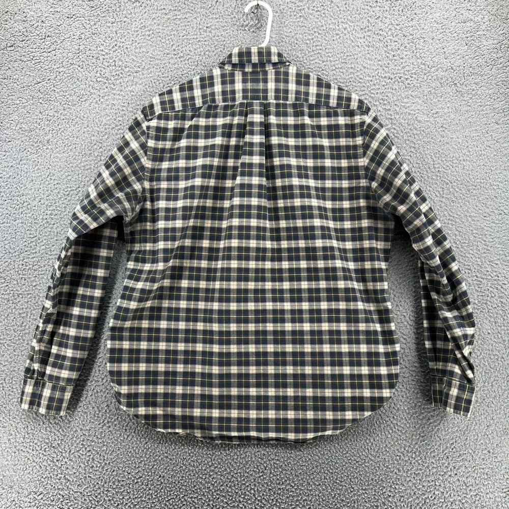 Polo Ralph Lauren‎ Shirt Mens Large Plaid Button Down Navy Tan Yellow Pony